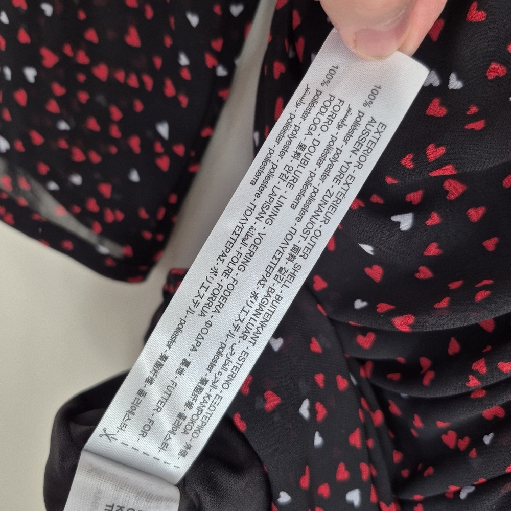 Zara Women's Black Valentine's Day Heart Print Ruched Mini Dress Size S - Picture 11 of 11